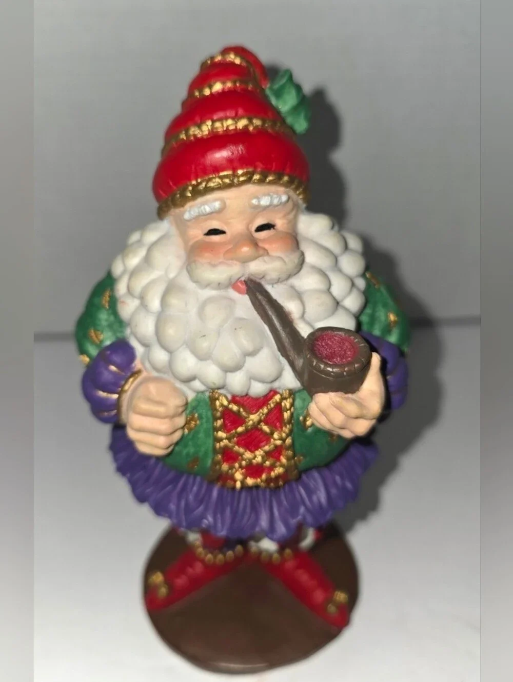 Vintage Jaimy Santa Figurine Jolly Father Christmas Smoking a Pipe Collectable